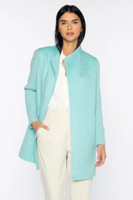 Kinross Cashmere Rib Sleeve Coat Kimono Robe Cloak