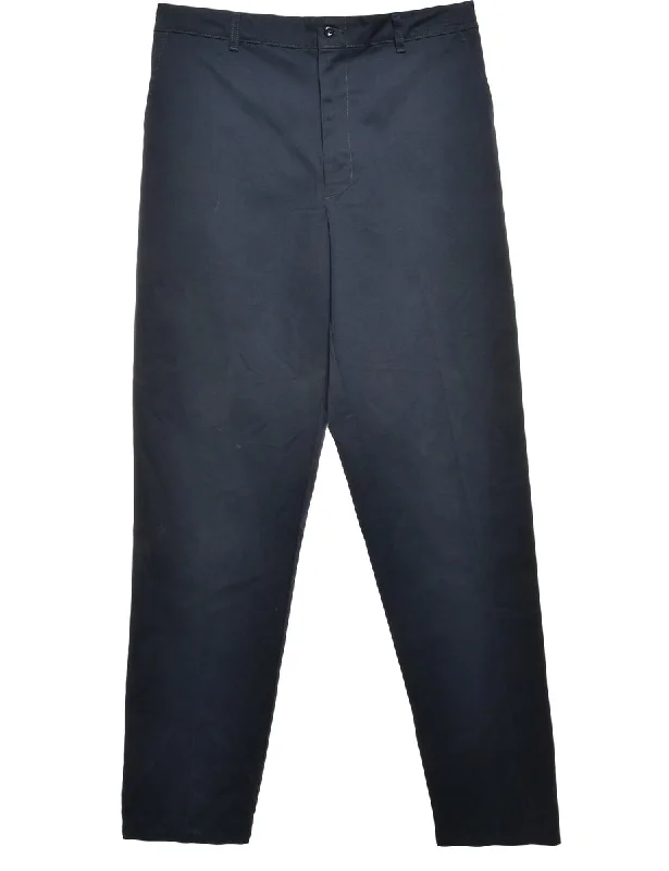 Navy Classic Chino Style Trousers - W35 L36 Trousers Capri Summer