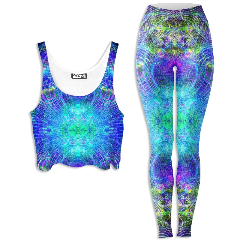Blue Psycho Cosmos Crop Top and Leggings Combo Mesh Fabric Canvas Fabric Denim Fabric Blue Psycho Cosmos Crop Top and Leggings Combo Mesh Fabric Canvas Fabric Denim Fabric
