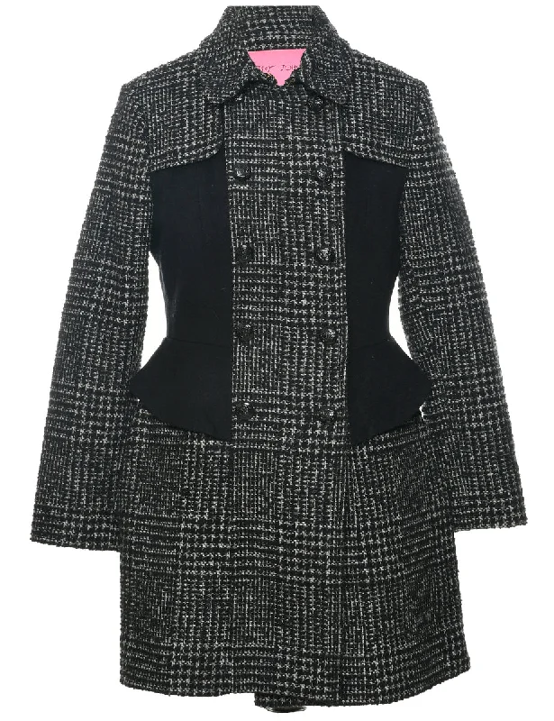 Double Breasted Wool Coat - M Rayon Velvet Corduroy