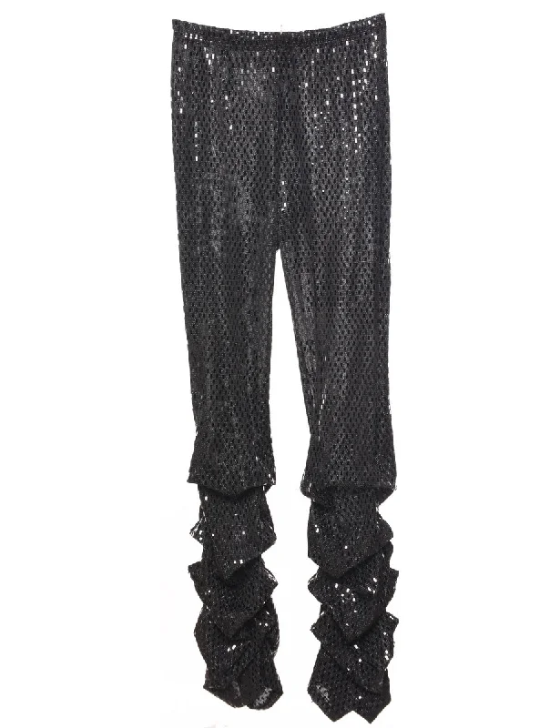 Lurex Thread Pattern Trousers - W28 L34 Trousers Top Rated