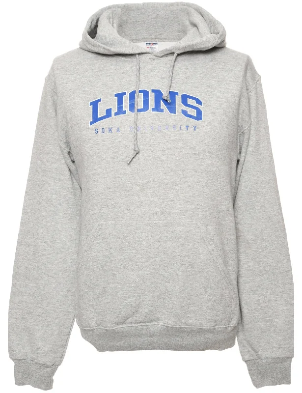 Grey Jerzees Printed Hoodie - L Hoodie with Magnetic Closure Innovative Modern