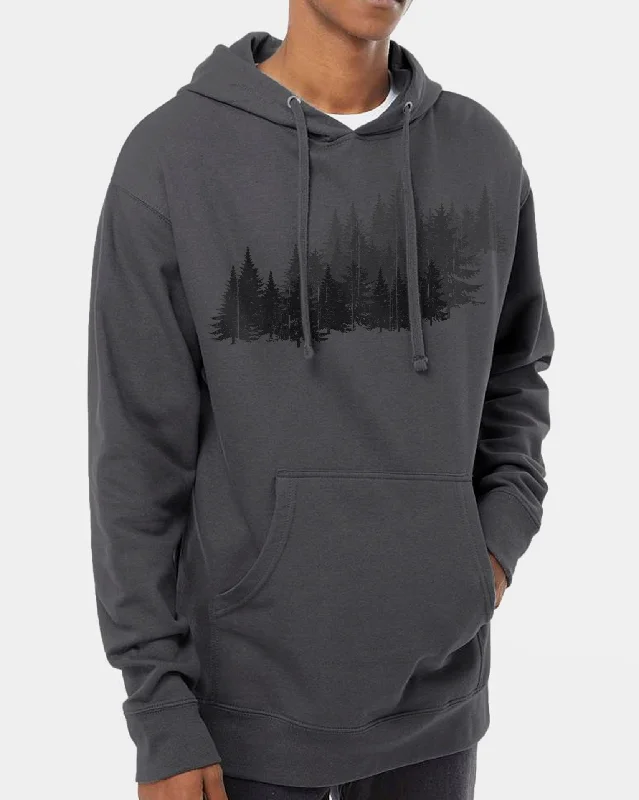 Unisex Forest Layers Hoodie Hoodie with Hem Frayed Vintage Worn