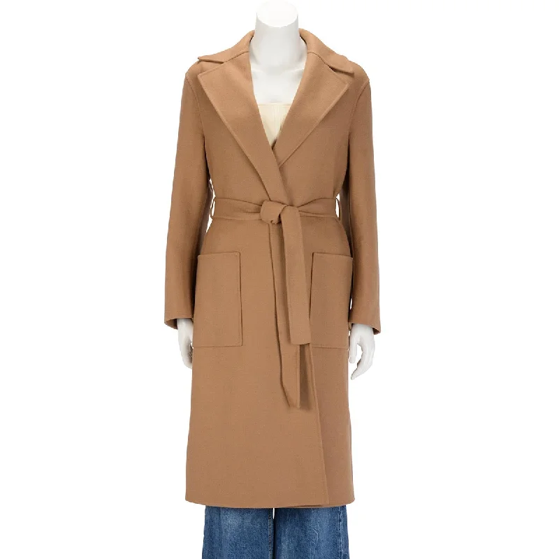 Dior Camel Wool Blend Wrap Coat FR 36 Striped Polka Dot Floral