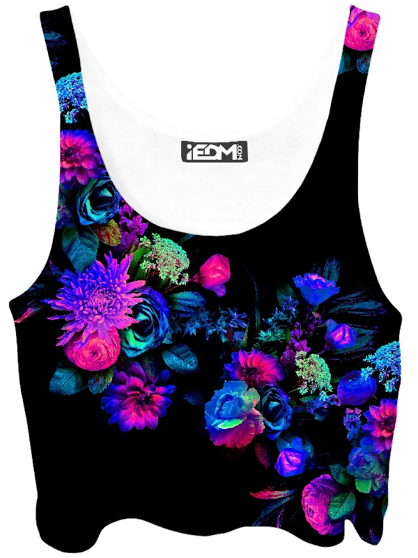 Darkest Bloom Crop Top Striped Floral Plaid
