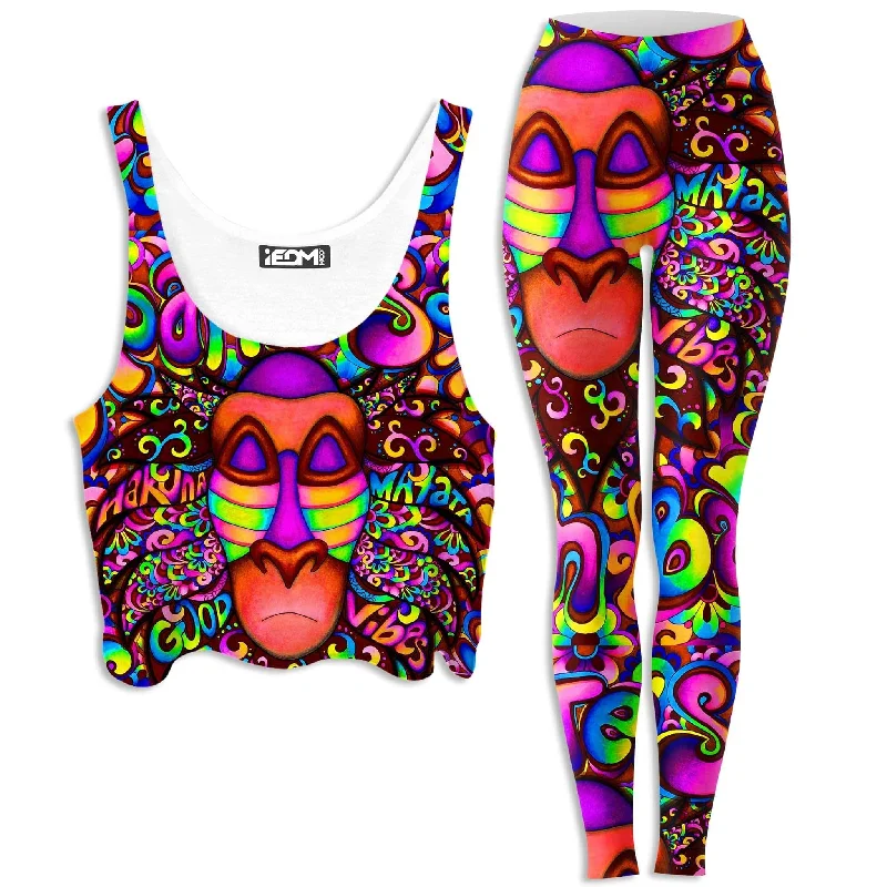 Rafiki Vibes Crop Top and Leggings Combo Solid Color Striped Floral
