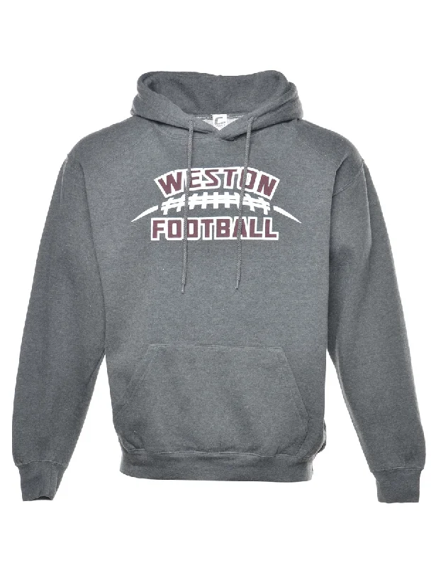 Football Hooded Grey Sports Sweatshirt - M Hoodie with Pastel Soft Subtle