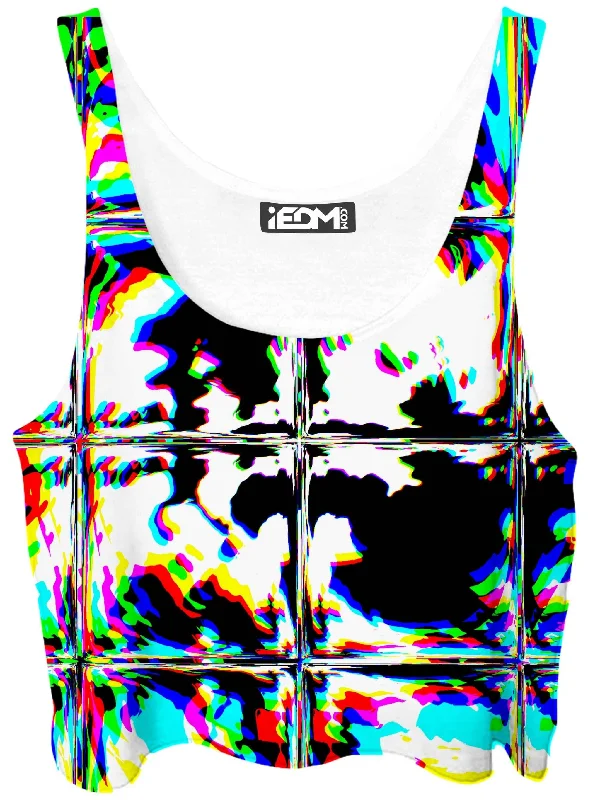 Rave Glitch Og Crop Top Striped Floral Plaid