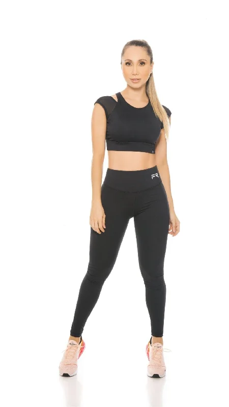 Fiber High Waisted Black Solid Leggings Casual Slim-Fit Leggings