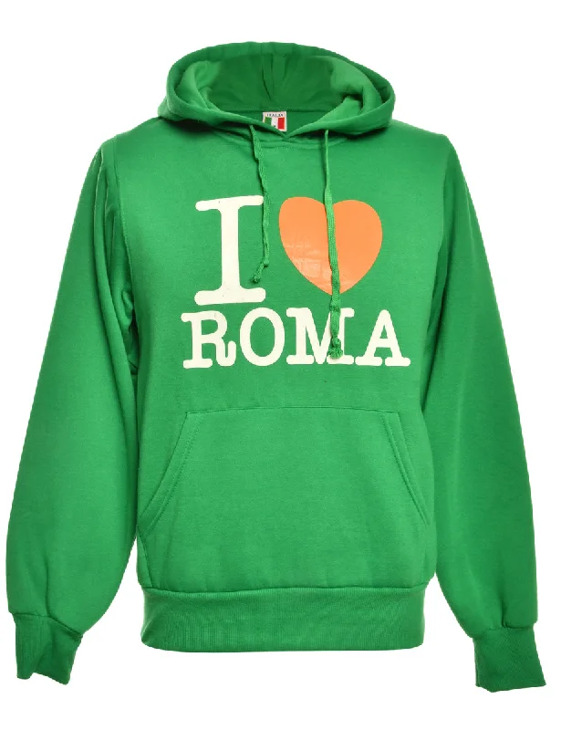 I Love Roma Printed Hoodie - M Hoodie with Ribbed Cuffs Snug Fit Comfort