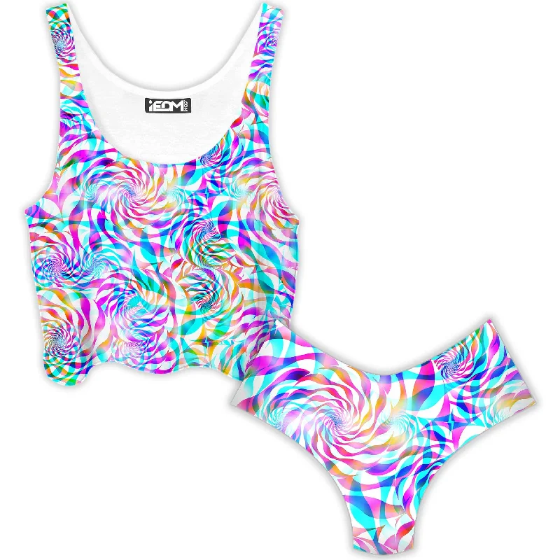 Daydreams Crop Top and Booty Shorts Combo Front Pockets Side Pockets Patch Pockets