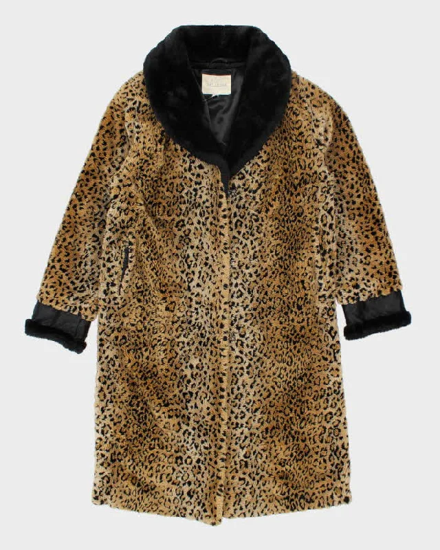 Vintage 90's Women's Faux Fur Cheetah Print Long Coat - XS Suede Jacket Faux Fur Jacket Puffer Jacket