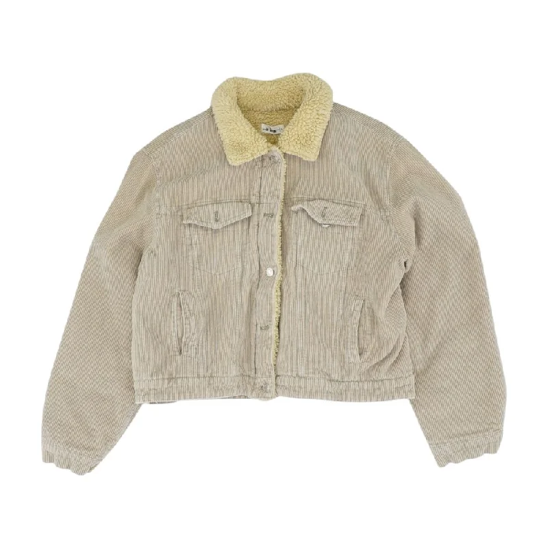 Beige Solid Coat Front Pockets Side Pockets Patch Pockets