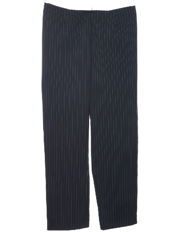 Pinstriped Navy Trousers - W32 L30 Trousers Recommended Stylist