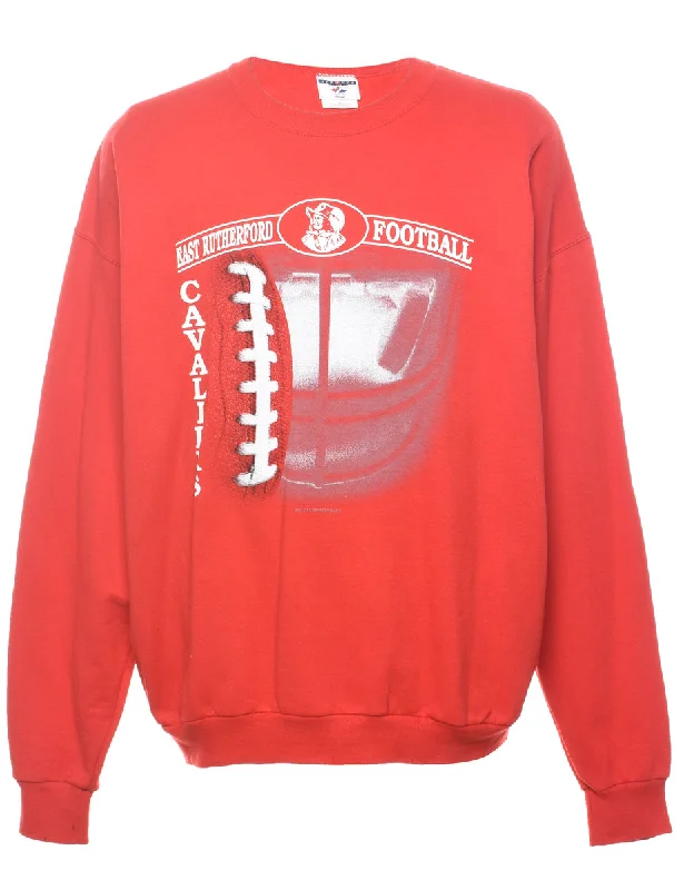 Football East Rutherford Printed Sweatshirt - XL Hoodie with Neon Bright Vibrant
