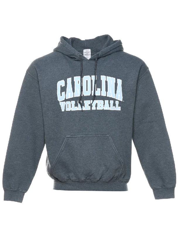 Grey Carolina Volleyball Hoodie - M Hoodie with Hidden Zipper Minimalist Clean