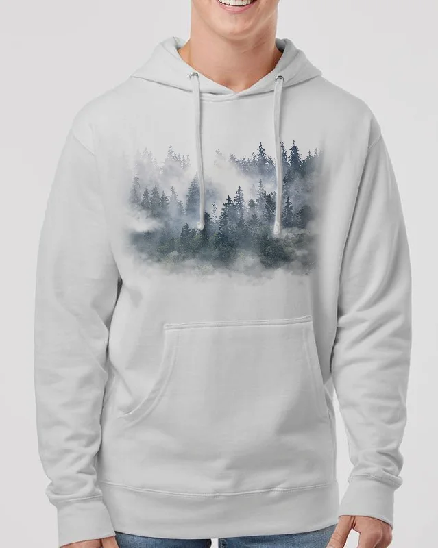 Unisex Forest and Clouds Hoodie Zip Hoodie Drawstring Kangaroo Pocket