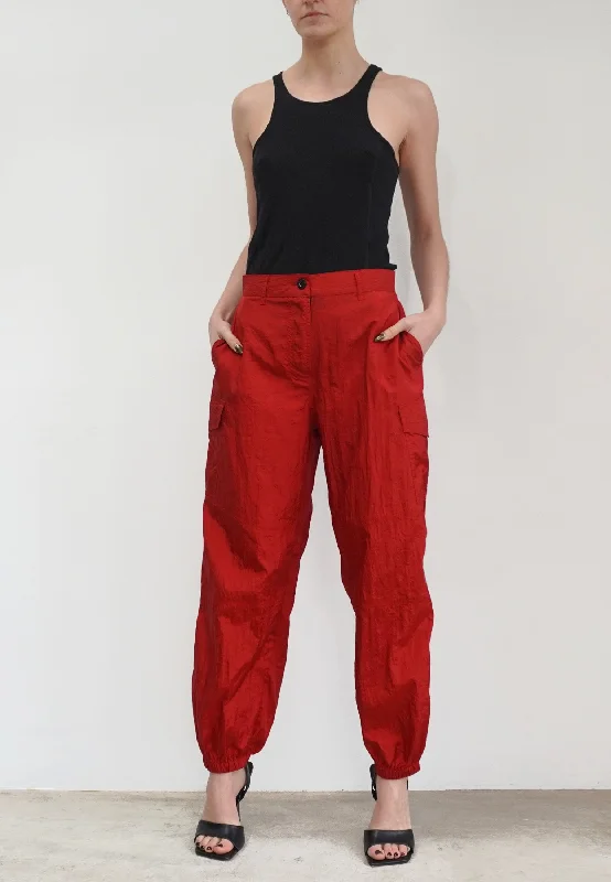 DISTANCE RED CARGO TROUSERS Trousers Low Rise Relaxed
