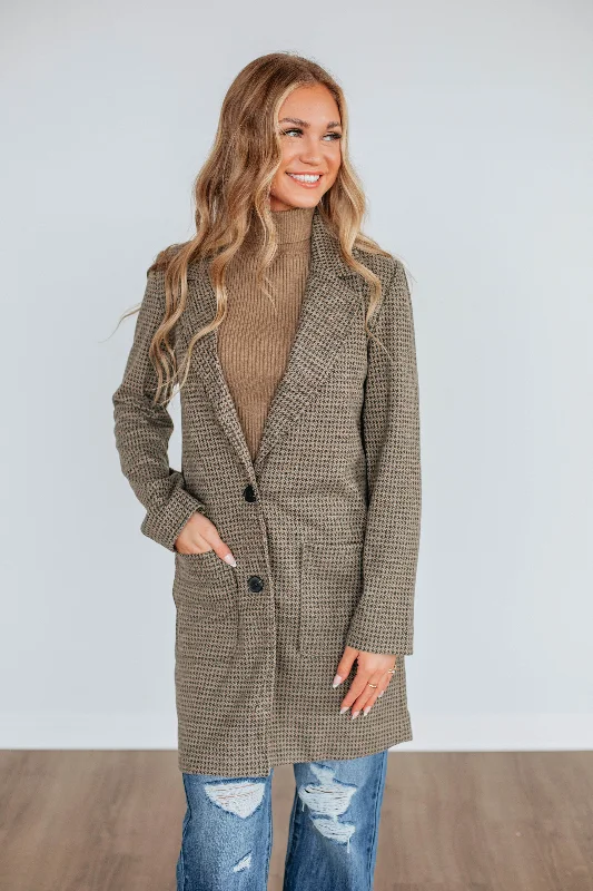 Staying Stylish Houndstooth Coat Denim Leather Suede