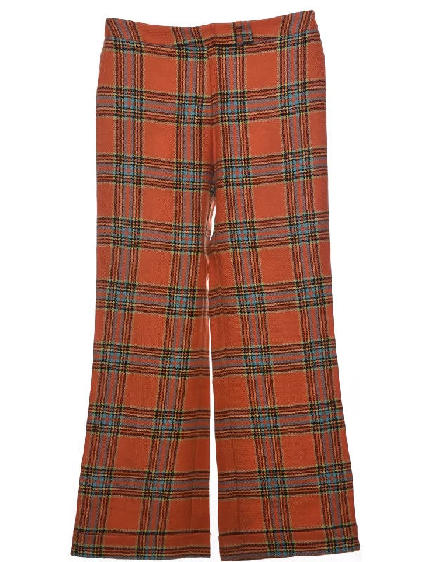 Wool Checked Pattern Trousers - W32 L31 Trousers Business Professional