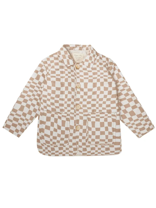 Rylee & Cru Noelle Coat, Sand Check Solid Print Jacquard