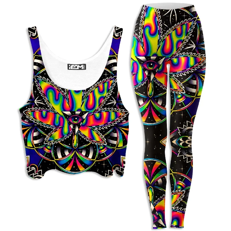 Kronic Haze Crop Top and Leggings Combo Crop Top Seamless Stretchy