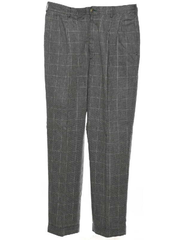 Tommy Hilfiger Dark Grey Checked Trousers - W36 L32 Trousers Designer Luxury