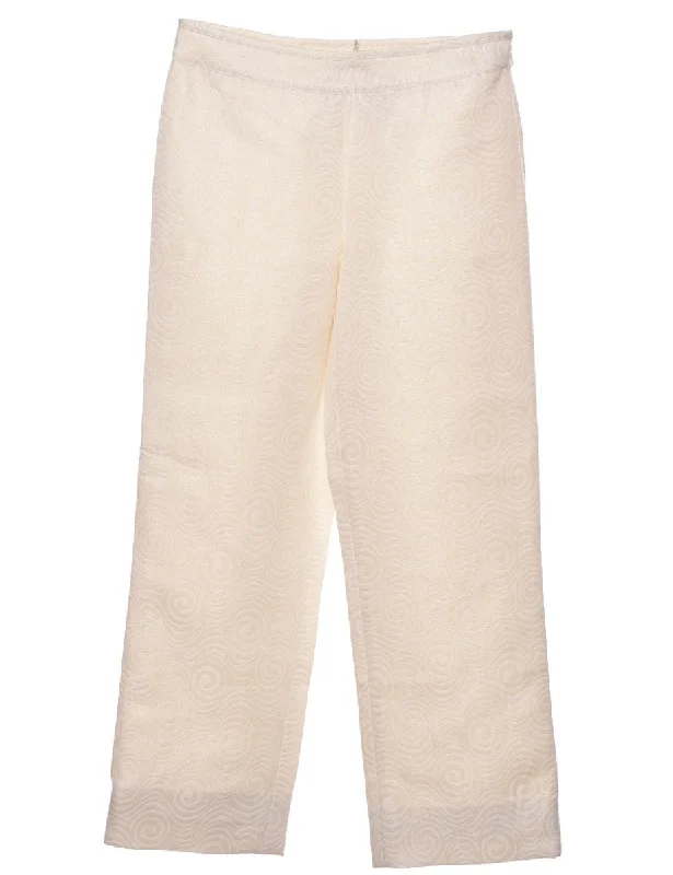 Metallic Pattern Off White Trousers - W28 L26 Trousers Timeless Classic