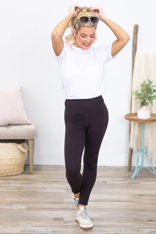 Charcoal High Waist Leggings With Seam Detail Fashionable High-Rise Workout Leggings Charcoal High Waist Leggings With Seam Detail Fashionable High-Rise Workout Leggings