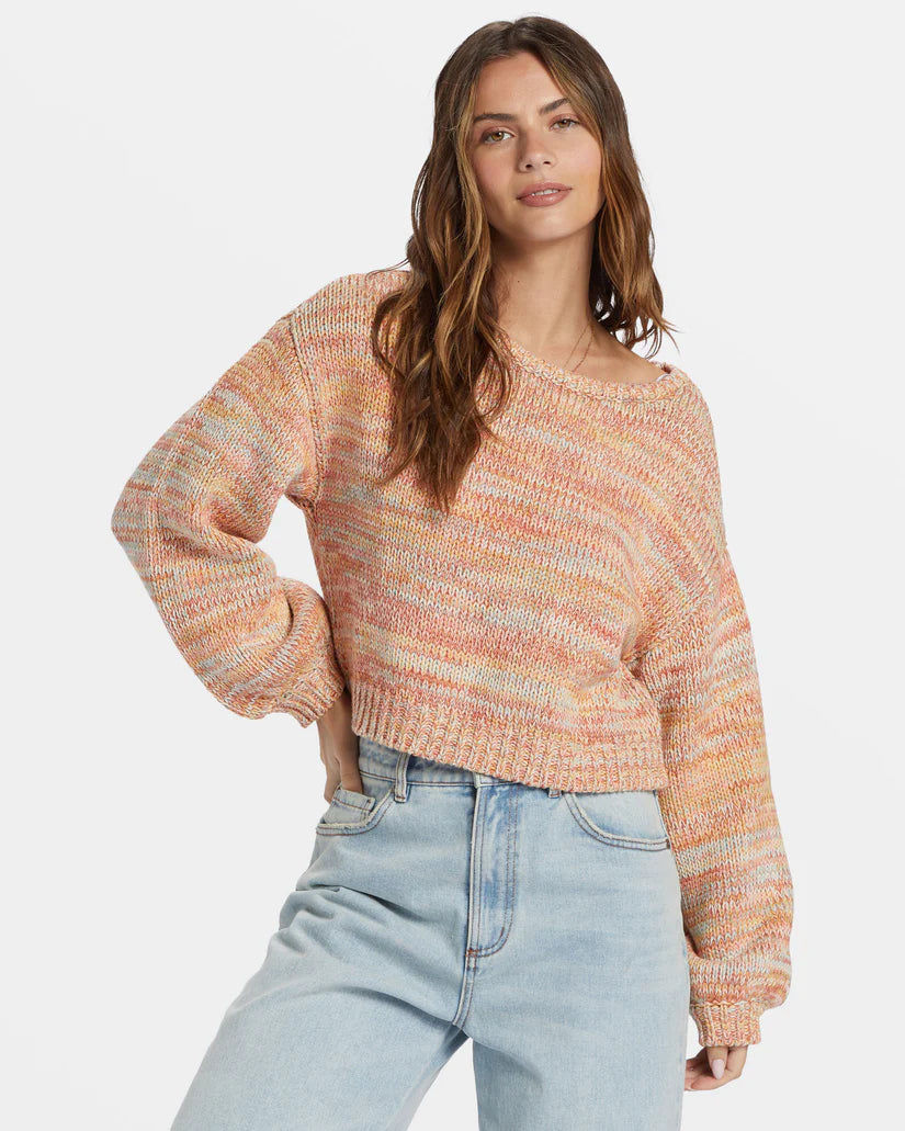 Vivid Sun Pullover Sweater Notched Neck Pullover