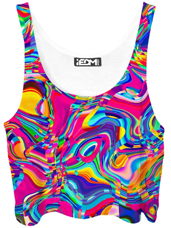 Psych Dip Crop Top Anti-Pilling Machine Wash Handmade