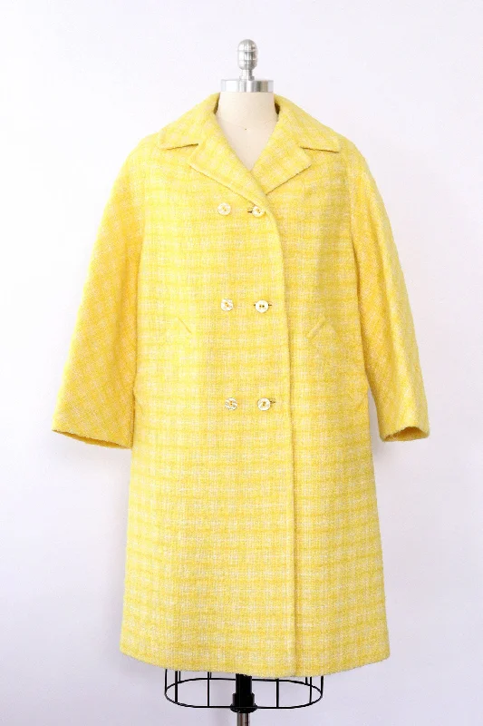 Sunshine Tweed Swing Coat M/L Buttoned Zippered Snapped