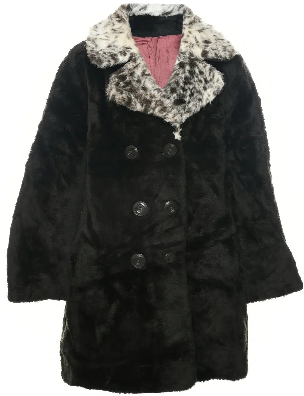 Double Breasted Faux Fur Coat - M Parka Down Jacket Wool Coat