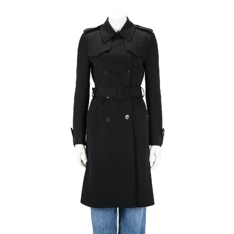 Balenciaga Black Twill Trench Coat FR 38 Trapeze Tunic Caftan