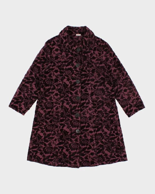 Vintage 90s CMC Tapestry Style Purple Coat - L Appliqued Beaded Sequined
