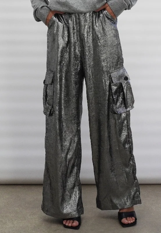 FOLD TROUSERS SILVER FOIL Trousers practical easy-care