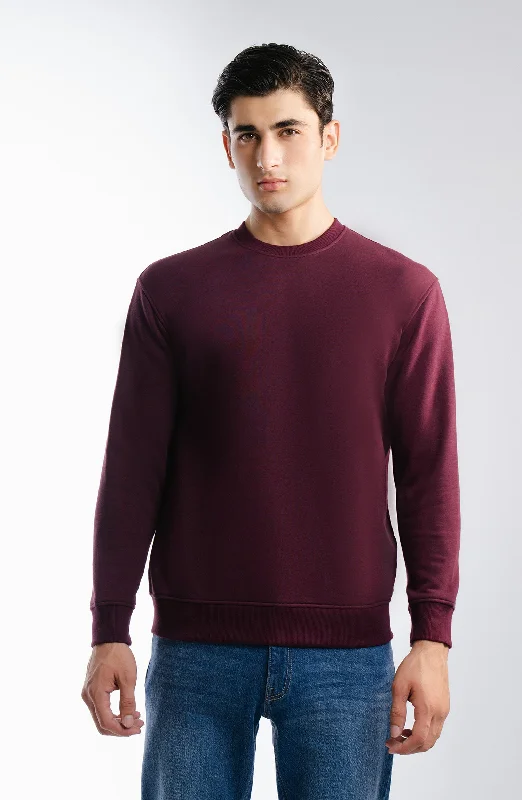 Solid Sweatshirt - Maroon Hoodie with Hem Contrast Bold Stylish