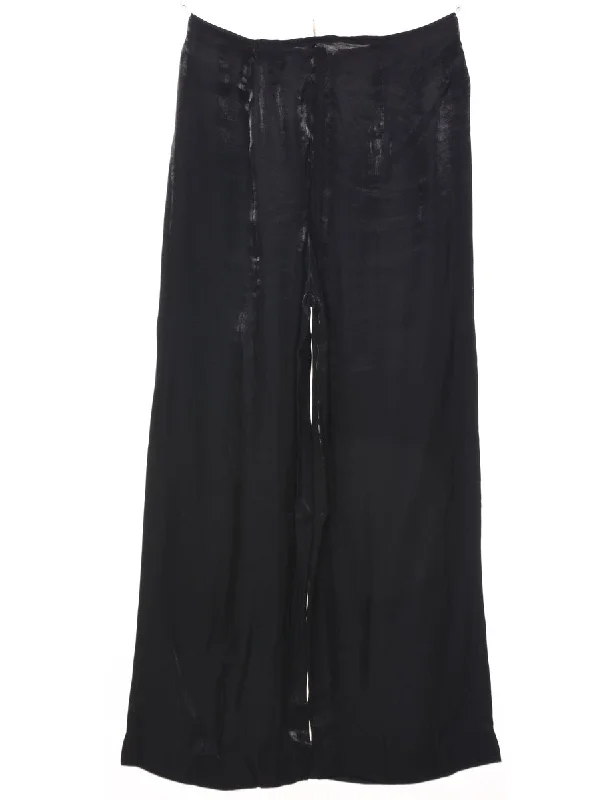 Shiny Black Trousers - W26 L25 Trousers Vintage Classic