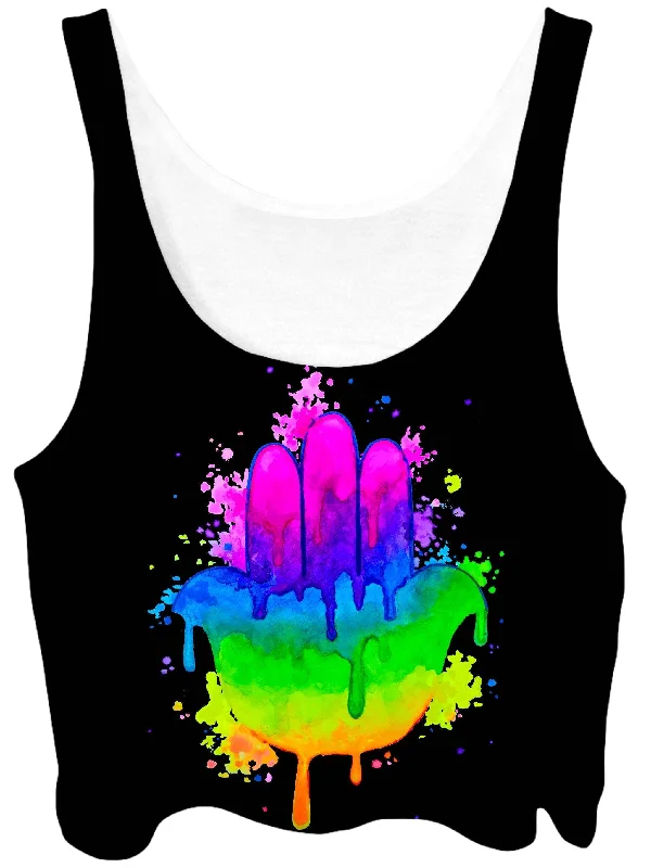 Splatter Hamsa Crop Top Print Jacquard Patchwork