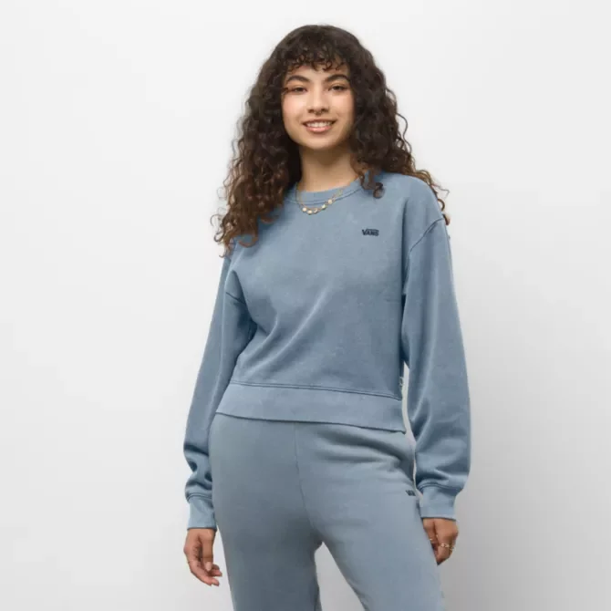 Concrete Wash Boxy Pullover Crew - Blue Mirage Mock Neck Pullover