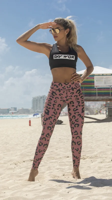 SKY WOX High Waist Animal Print Leggings Comfortable Capri-Length Leggings