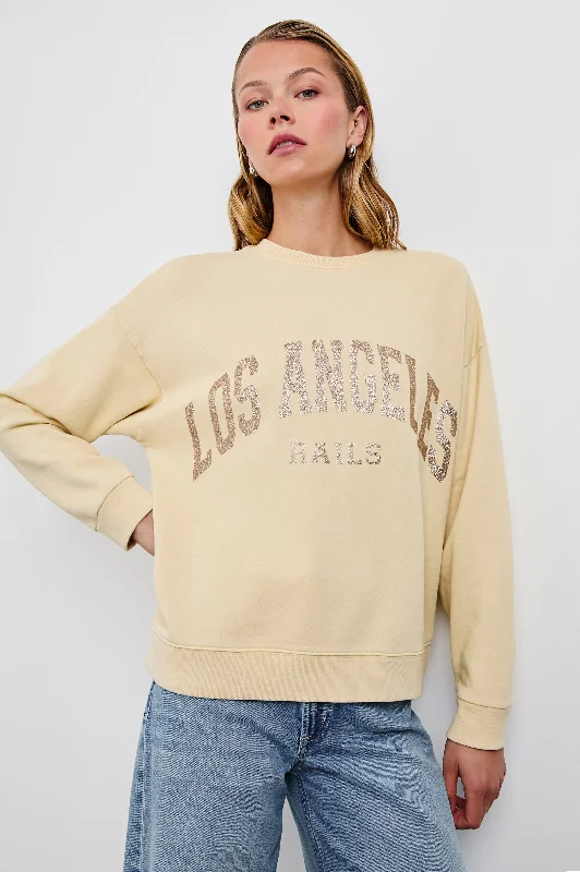 THE VARSITY SWEATSHIRT - LOS ANGELES GOLD GLITTER Hoodie with Typography Text Message THE VARSITY SWEATSHIRT - LOS ANGELES GOLD GLITTER Hoodie with Typography Text Message