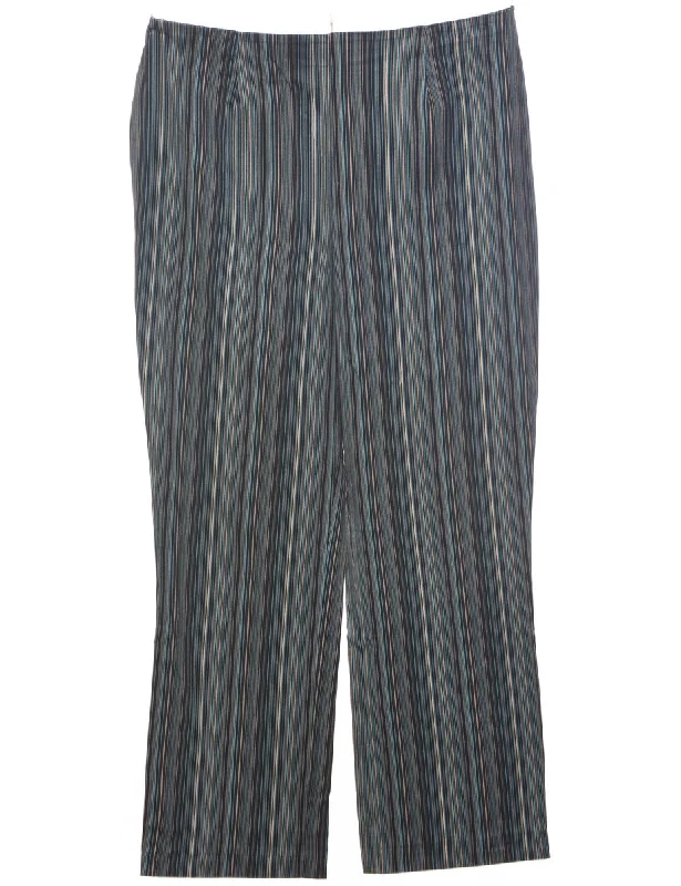 Striped Pattern Trousers - W33 L26 Skinny Trousers Denim Stretchy