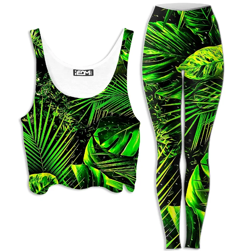Junglist Crop Top and Leggings Combo Elasticated Padded Insulated