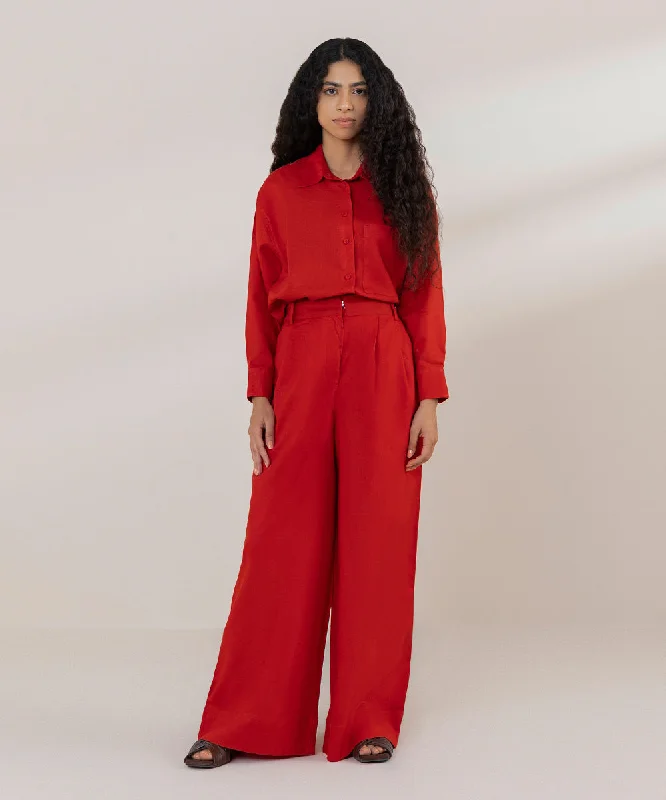 Wide Leg Pleated Trousers Trousers Designer Luxury