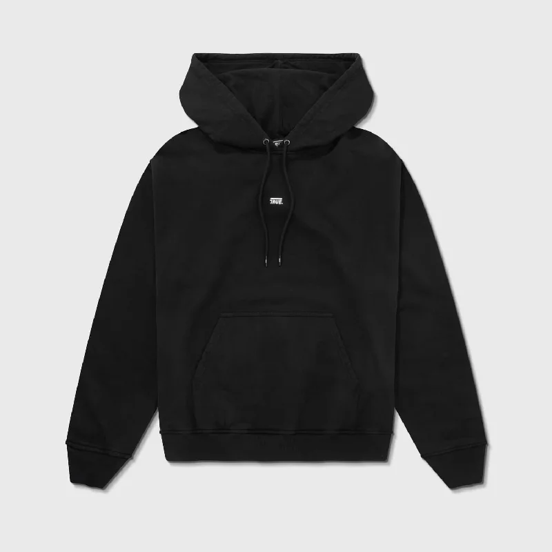 Hoodie Clásico - Negro Hoodie with Raw Hem Edgy Unfinished
