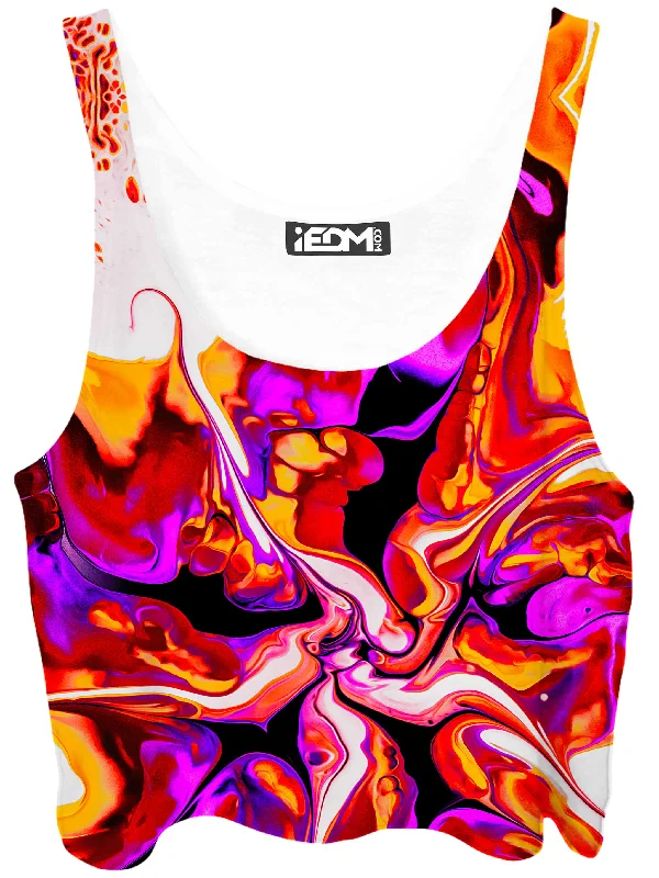Melting Hibiscus Crop Top Cashmere Blend Cotton Blend Poly Blend