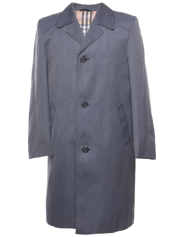 Single Breasted Classic Grey Vintage Trench Coat - L Fleece Down Feather