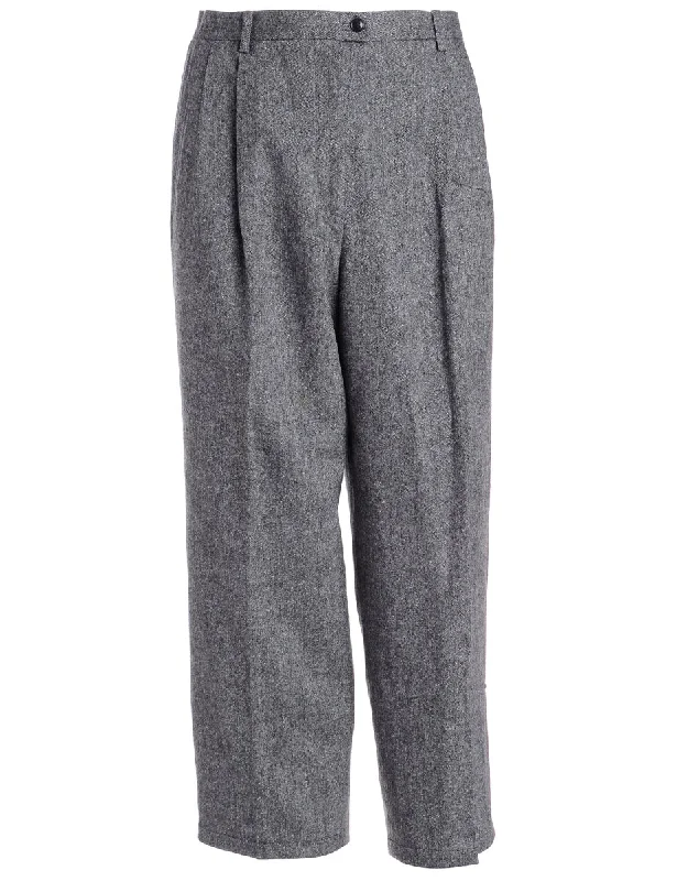 Reclaimed Grey Cropped Tapered Trousers Trousers Culottes Wide Leg