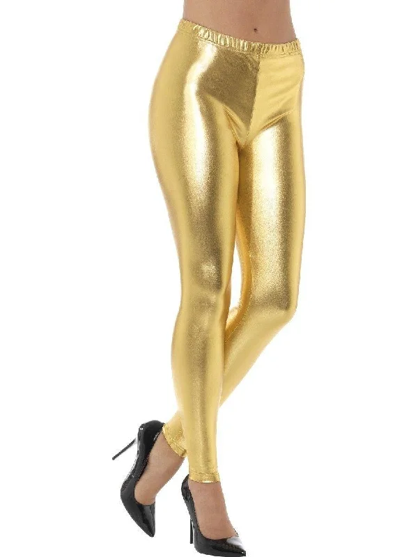 Metallic Leggings - Gold Stylish Capri Leggings